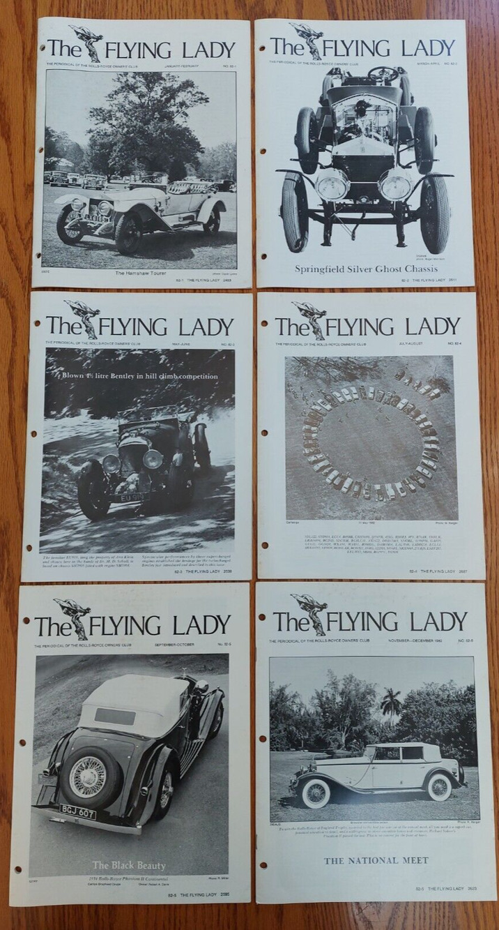 1982 The Flying Lady Magazine Lot x6 Rolls-Royce Owner's Club Jan–Dec Complete